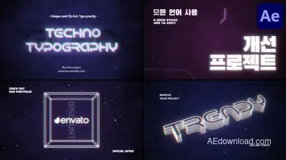 Techno Typography for After Effects Titles template preview