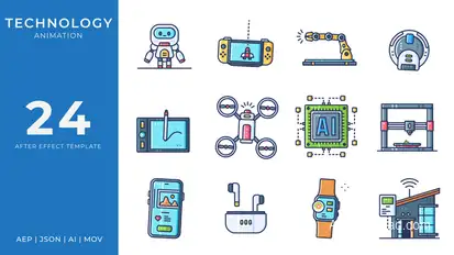 Technology Animated Icons | After Effects Elements template preview