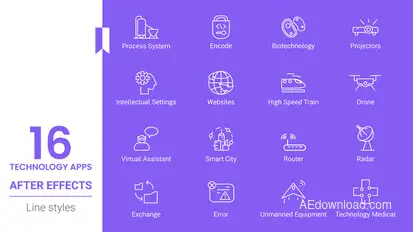 Technology Apps Line icons Pack Elements template preview