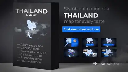 Thailand Animated Map - Kingdom of Thailand Map Kit Video Displays template preview