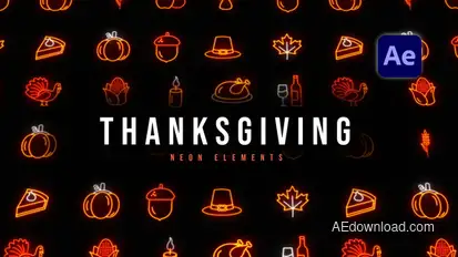 Thanksgiving Neon Elements Elements template preview