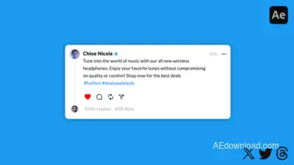 X Twitter Threads Post UI Mockup Elements template preview