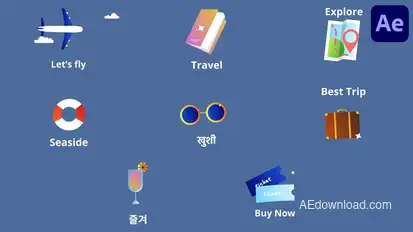 Travel Icons And Titles for After Effects Titles template preview
