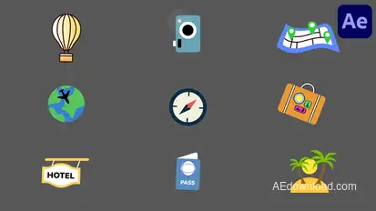 Travel Icons And Vacation Elements Pack for After Effects Elements template preview
