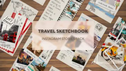 Traveler's Sketchbook - Instagram Stories Pack Video Displays template preview
