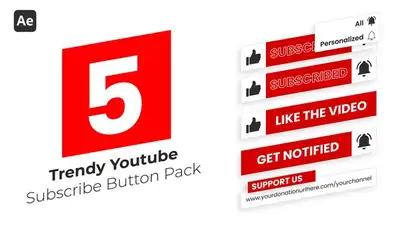 Trendy Youtube Subscribe Button Pack Elements template preview