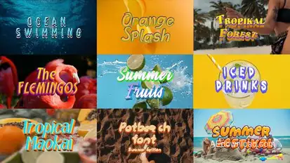 Tropical Summer Text Effects Pack – Fruits, Birds & Cold Drink Vibes Titles template preview