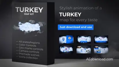 Turkey Map - Republic of Turkey Map Kit Video Displays template preview