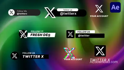 Twitter X Lower Thirds 2023 Elements template preview