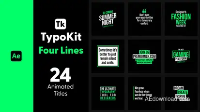 Typo Kit Four Lines Titles for After Effects Titles template preview
