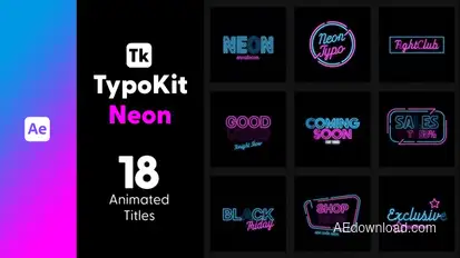 Typo Kit Neon Titles for After Effects Titles template preview