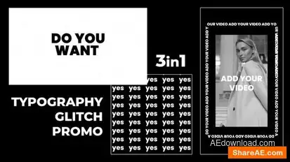 Typography Glitch Promo Openers template preview