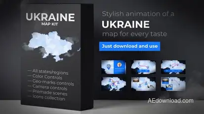 Ukraine Map - Ukraine UKR Map Kit Video Displays template preview