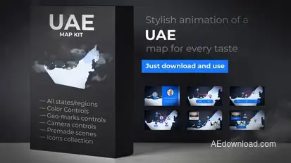 United Arab Emirates Map - Emirates UAE Map Kit Video Displays template preview