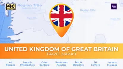United Kingdom of Great Britain Map - United Kingdom Travel Map Video Displays template preview