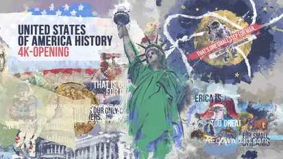 United States of America History 4K Intro/ American Flag/ Moon Landing/ Civil War/ Statue of Liberty Openers template preview