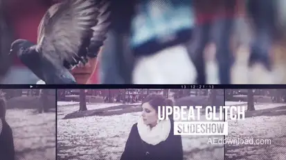 Upbeat Glitch Slideshow Video Displays template preview