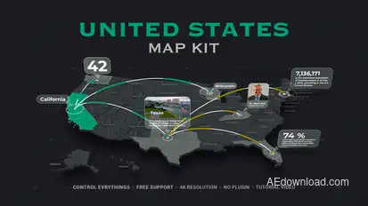 USA Map - United States Elements template preview