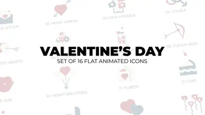 Valentine's day - Set of 16 Animation Icons Elements template preview