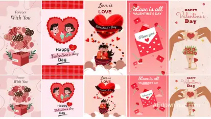 Valentine's Day Instagram Stories & Posts - Cartoon Animation pack Video Displays template preview