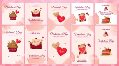 Valentine's day Invitation Instagram Post & Stories - Cartoon Animation Pack Video Displays template preview