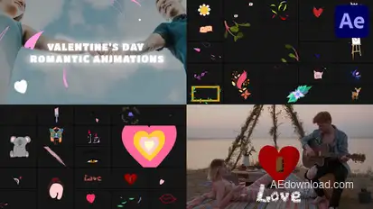 Valentine's Day Romantic Animations for After Effects Elements template preview