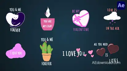 Valentine's Day text animations [After Effects] Titles template preview