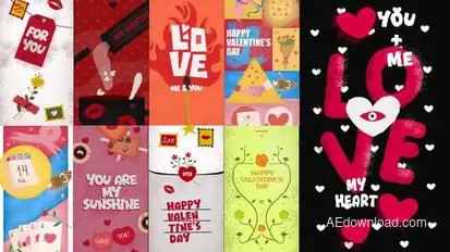 Valentine's Day Vertical Stories Package Elements template preview