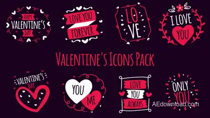 Valentine's Icons Pack V2 Elements template preview