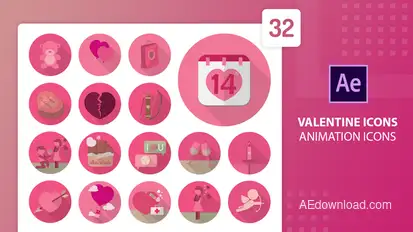 Valentine Animation Icons | After Effects Elements template preview