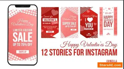 Valentine Day Sales Instagram Story Openers template preview
