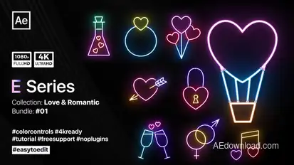 Valentine’s Day Neon Elements Elements template preview
