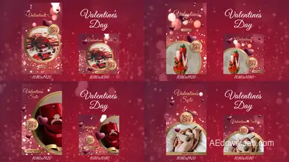 Valentines day instagram stories and post Video Displays template preview