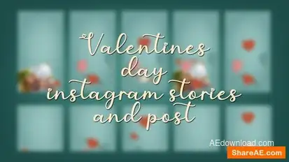 Valentines day instagram stories and post Openers template preview