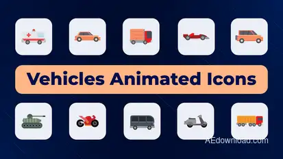 Vehicles Animated Icons Elements template preview