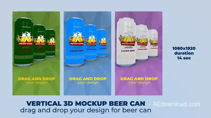 Vertical 3D Mockup Beer Can Product Promo template preview