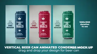 Vertical Beer Can Animated Condense Mock Up Product Promo template preview