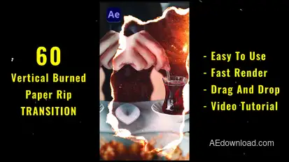 Vertical Burned Paper Rip Transition Pack broadcast-packages template preview