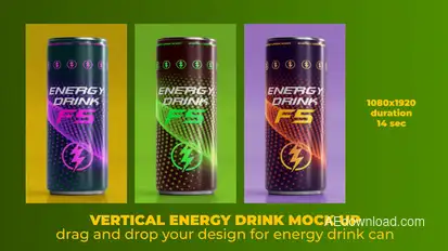 Vertical Energy Drink Mock Up Product Promo template preview