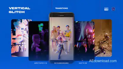 Vertical Glitch Transitions Elements template preview