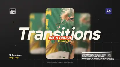 Vertical Ink & Brush Transitions Elements template preview