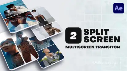 Vertical Multiscreen Transition - 2 Split Screen Elements template preview