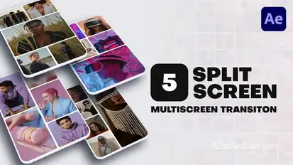 Vertical Multiscreen Transition - 5 Split Screen Elements template preview