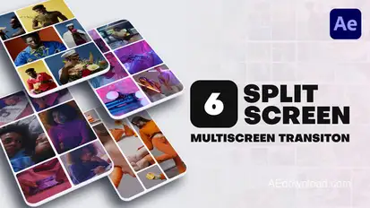 Vertical Multiscreen Transition - 6 Split Screen Elements template preview