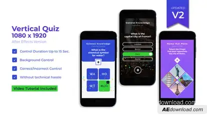 Vertical Quiz Video Displays template preview
