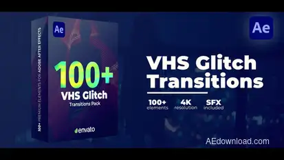 VHS Glitch Transitions Elements template preview