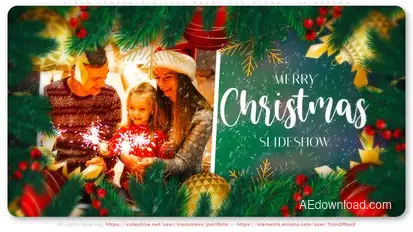 Video Congratulations Merry Christmas - Slideshow Video Displays template preview