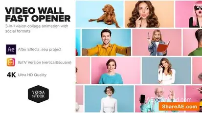 Video Wall Fast Opener 4K and Social Openers template preview