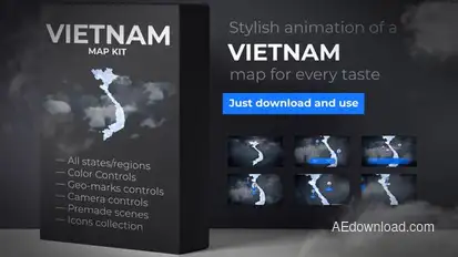 Vietnam  Map - Socialist Republic of Vietnam Map Kit Video Displays template preview