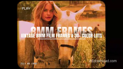 Vintage 8MM Film Frames & 30+ Color LUTs Elements template preview
